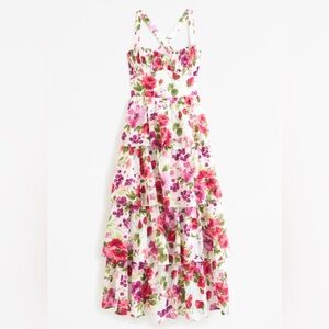 Abercrombie & Fitch Lace-Up
Back Tiered Maxi Dress MEDIUM SIZE